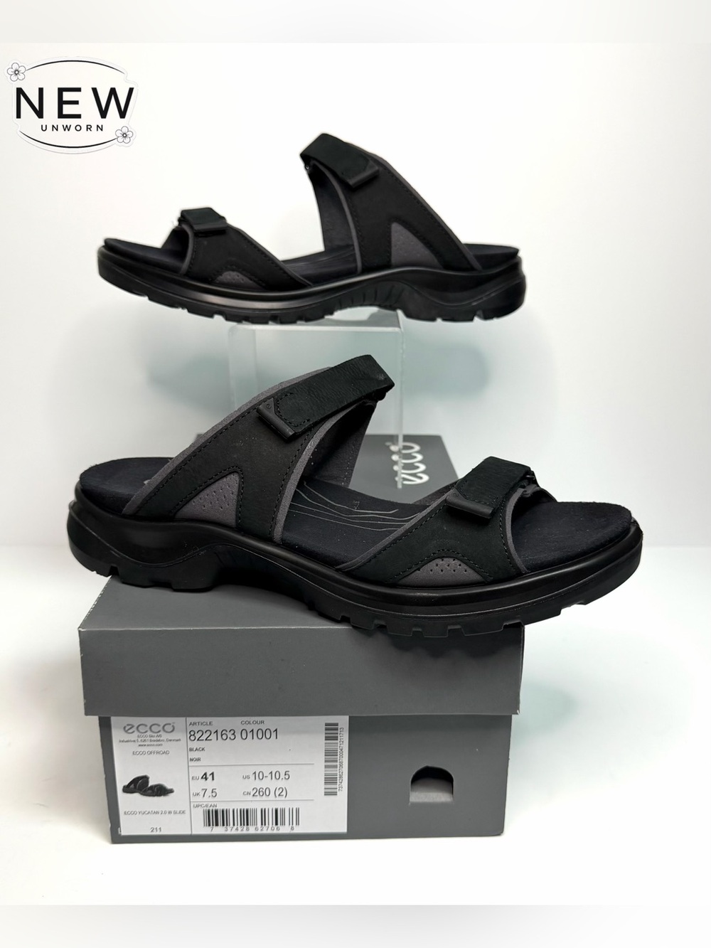 NEW Ecco Yucatan 2.0 Slide. Black. Size EU 41 in Original Box.